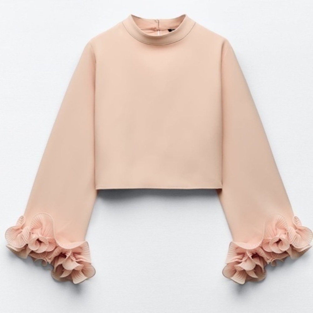 ZARA Pleated Ruffle Sleeve top 1971-161